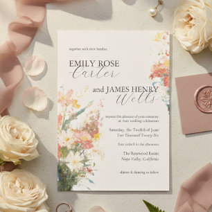 Romantische rosafarbene floral Hochzeit Einladung