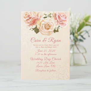 Romantische rosafarbene Rosen Elegante Hochzeit Einladung