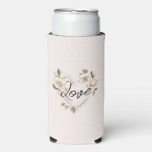 Romantische Rosarote Rosen Federn Herz Liebe Selters Dosenkühler