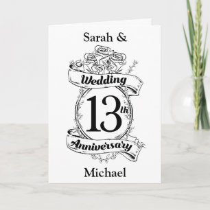 Romantische Rose 13. dreizehnter Hochzeitstag Karte