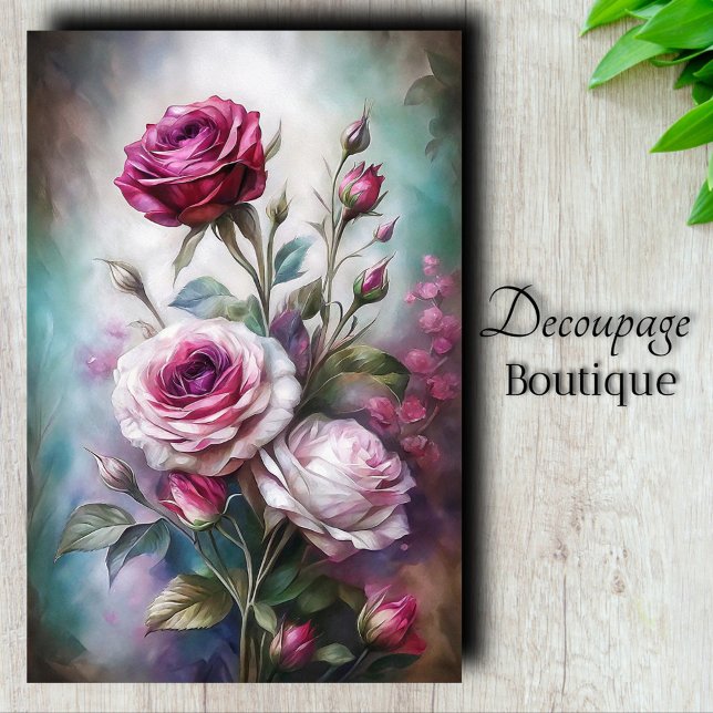 Romantische Rose Art Decoupage Seidenpapier (Romantic Rose Art Decoupage Tissue Paper)