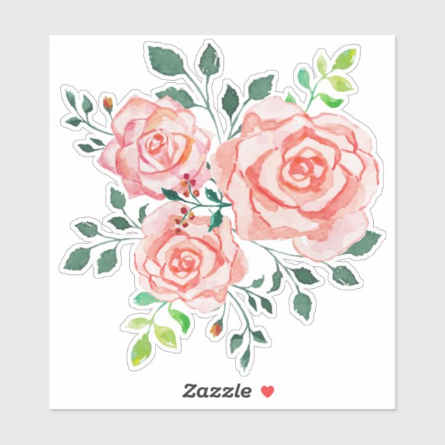 Romantische Rose Aufkleber (Blatt)