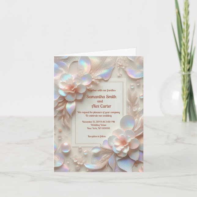 Romantische Rose Blume Hochzeit Einladung (Vorderseite)