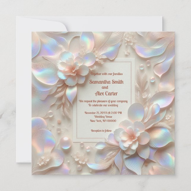 Romantische Rose Blume Hochzeit Einladung Karte (Vorderseite)