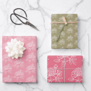 Romantische Rose Blumenmuster Frühling Sommer Mode Geschenkpapier Set