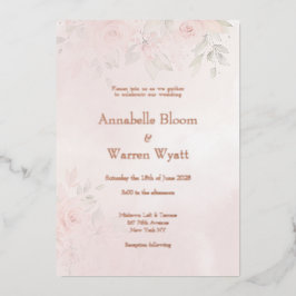 Romantische Rose Blush Garden 2 mit Rose Gold Folieneinladung