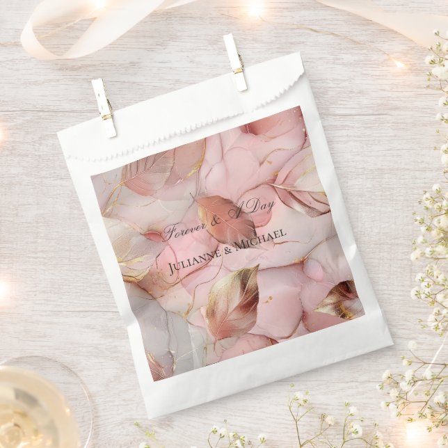 Romantische Rose Blush Pink Gold Leaf Brautparty Geschenktütchen (Ausgeschnitten)
