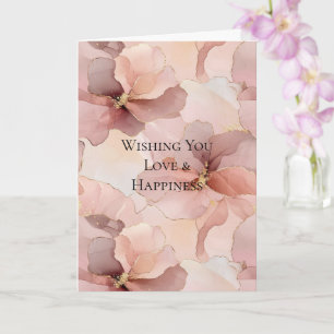 Romantische Rose Blush Pink Goldfloralhochzeit Karte
