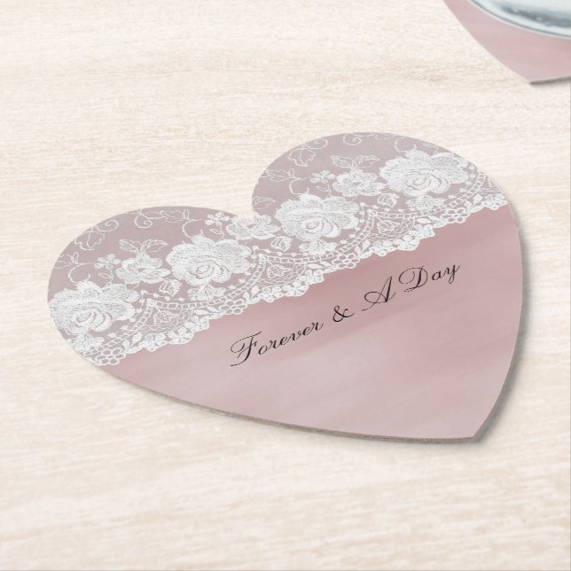 Romantische Rose Blush Pink White Floral Lace Hoch Untersetzer (angewinkelt)