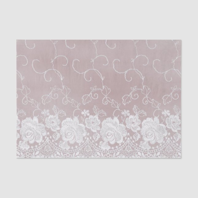 Romantische Rose Blush Pink White Lace Floral Wedd Seidenpapier (Vorderseite)