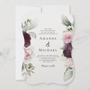 Romantische Rose Botanische Hochzeit Einladung