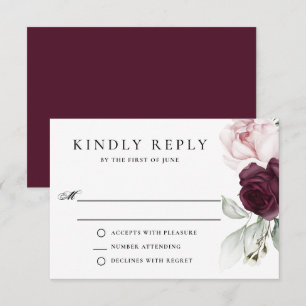 Romantische Rose Botanische Hochzeit RSVP Karte