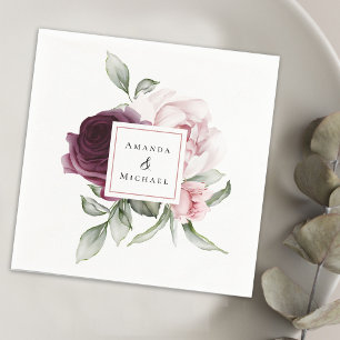 Romantische Rose Botanische Hochzeit Serviette