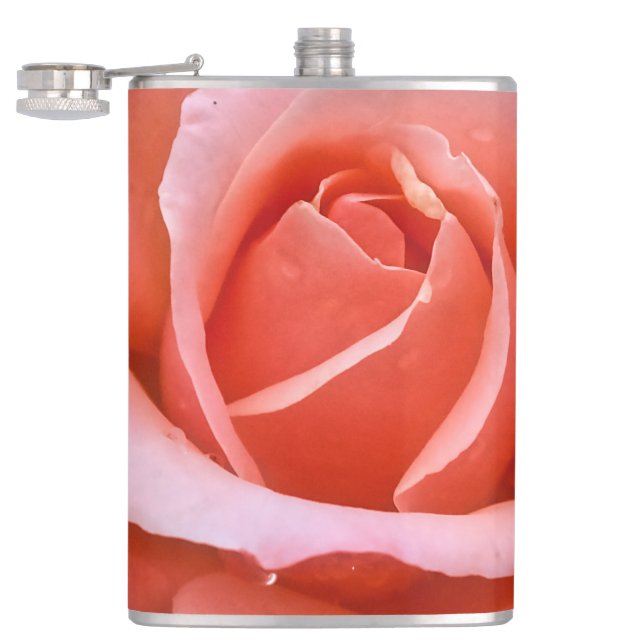 Romantische Rose Botanische Kunst Flachmann (Geöffnet)
