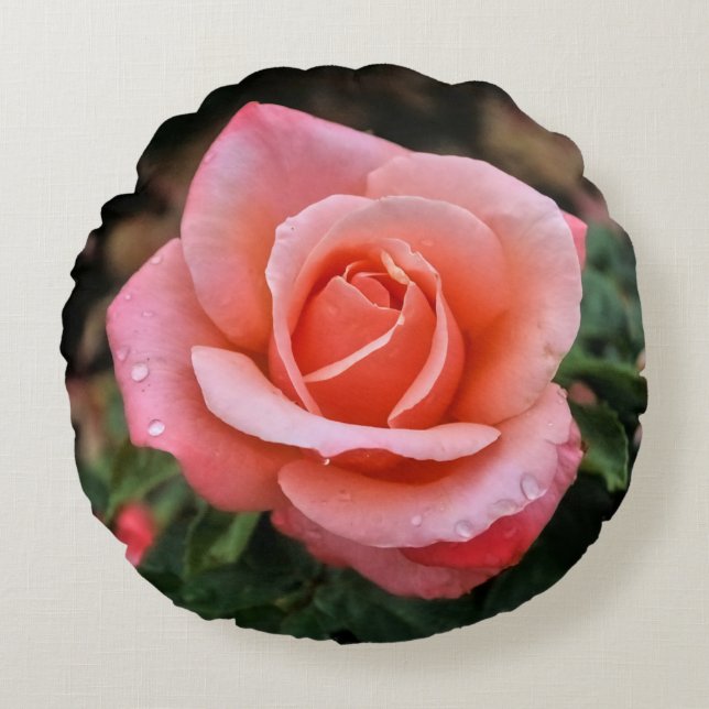 Romantische Rose Botanische Kunst Rundes Kissen (Vorderseite)