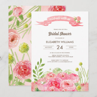Romantische Rose Brautparty Einladung