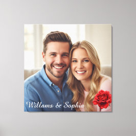 Romantische Rose Custom Couple Foto Jubiläumsgesch Leinwanddruck