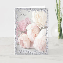 Romantische Rose & Diamanten 21. Geburtstag Karte