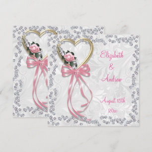 Romantische Rose, Diamanten und Hochzeiten mit Rib Einladung
