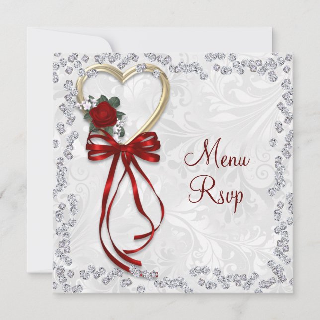 Romantische Rose, Diamanten und Hochzeiten mit rot (Vorderseite)