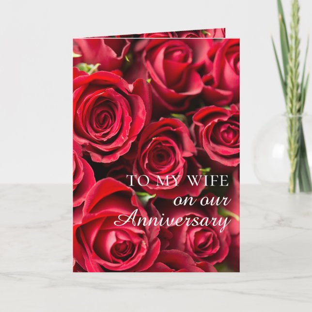 Romantische Rose Ehefrau Jubiläumskarte Karte (Vorderseite)