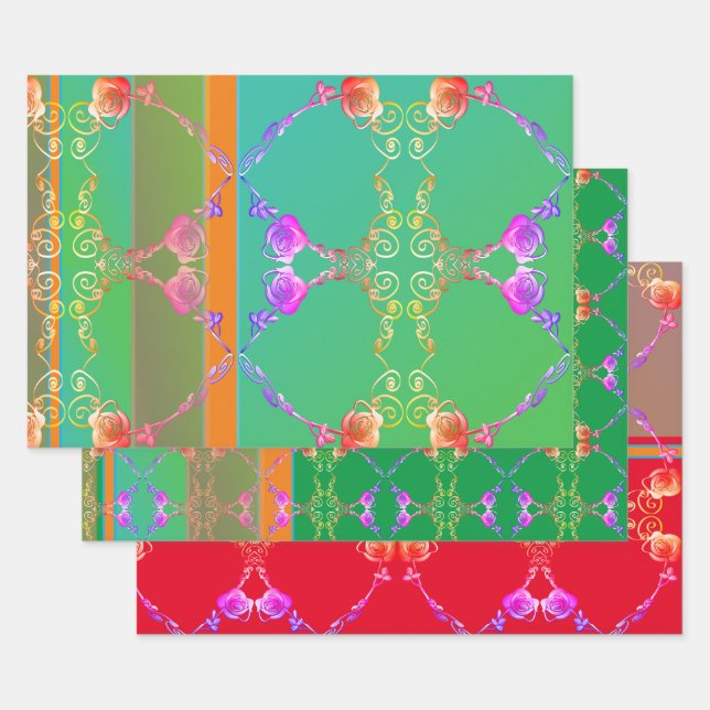Romantische Rose Fabergè-inspiriert Geschenkpapier Set (Set)