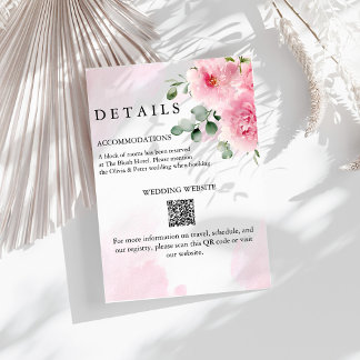 Romantische Rosé Florale Hochzeits-Detailkarte Einladung