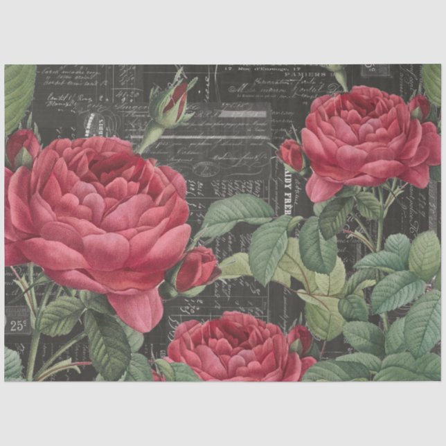 Romantische Rose Französisch Ephemera Collage Tiss Seidenpapier (Vorderseite)