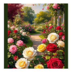 Romantische Rose Gartenpfad in Lugano Fotodruck