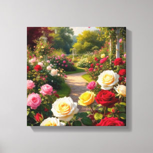 Romantische Rose Gartenpfad in Lugano Leinwanddruck