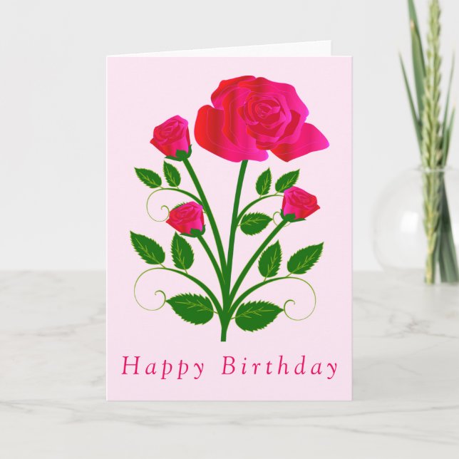 Romantische Rose Geburtskarte Karte (Vorderseite)