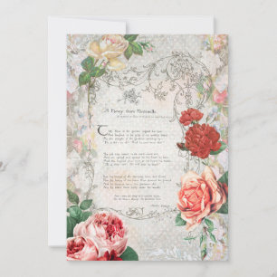 Romantische Rose, Gedicht und Grenze Mitteilungskarte