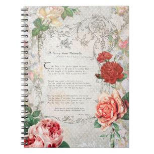 Romantische Rose, Gedicht und Grenze Notizblock