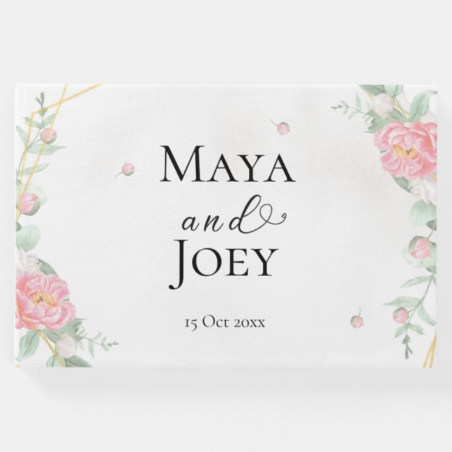 Romantische Rose Geometric Wedding Gästebuch (Vorderseite)