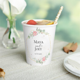 Romantische Rose Geometric Wedding Pappbecher