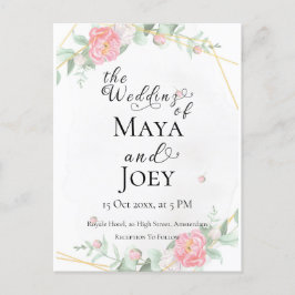 Romantische Rose Geometric Wedding Postkarte