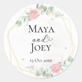 Romantische Rose Geometric Wedding Runder Aufkleber
