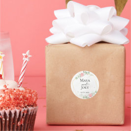 Romantische Rose Geometric Wedding Runder Aufkleber