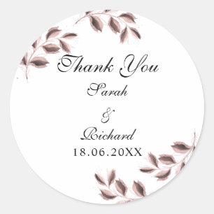 Romantische Rose Glitzer Kalligrafie Hochzeit Runder Aufkleber