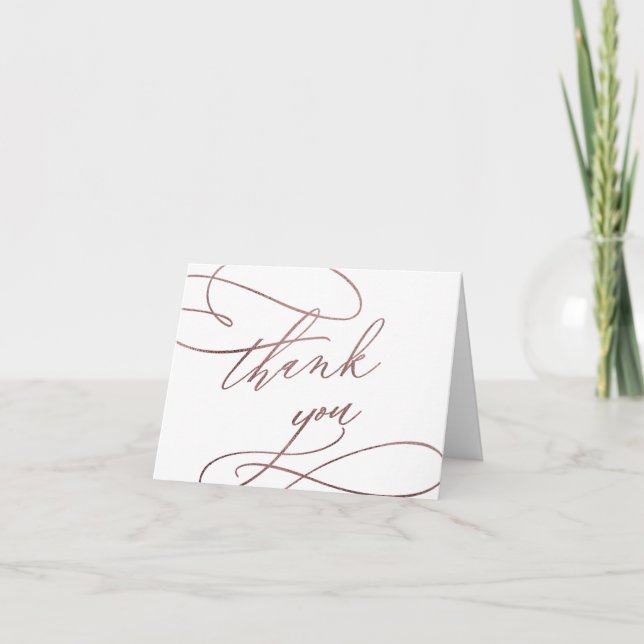 Romantische Rose Gold Calligraphie Dankeschön Kart Dankeskarte (Vorderseite)