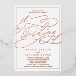 Romantische Rose Gold Foil Calligraphy Frame Weddi Folieneinladung