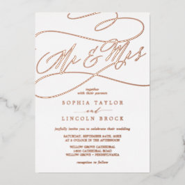 Romantische Rose Gold Foil Mr. & Mrs. Wedding Folieneinladung