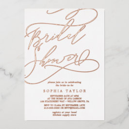 Romantische Rose Gold Fossil Kalligrafie Brautpart Folieneinladung