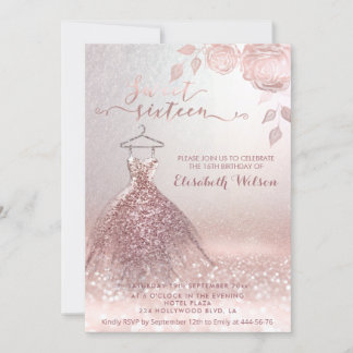 Romantische Rose Gold glänzende Kleidung Rose Einladung