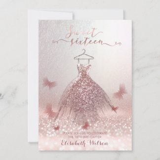 Romantische Rose Gold glitterartige Kleidung Schme Einladung