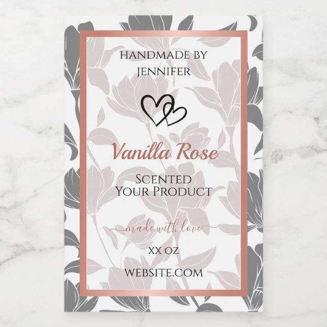 Romantische Rose - Gold- und Graublumenmarken Lebensmitteletikett (Einzelnes Label)