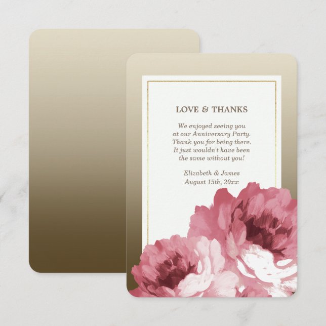 Romantische Rose Gold Vielen Dank Jubiläumskarten Dankeskarte (Vorne/Hinten)