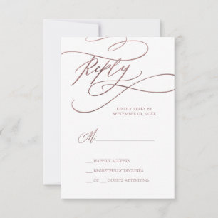 Romantische Rose Goldkalligrafie Einfache RSVP-Kar RSVP Karte
