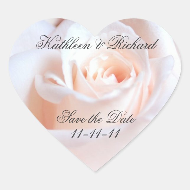 Romantische Rose Hochzeitsmarken Herz-Aufkleber (Vorderseite)