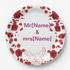 Romantische Rose Hochzeitsplatte mit Individuelle  Pappteller